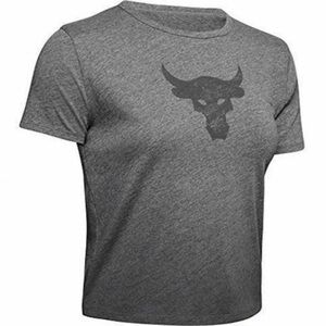 UNDER ARMOUR Women's The Rock Bull Cropped T-Shirt 1346829 Gray Size L